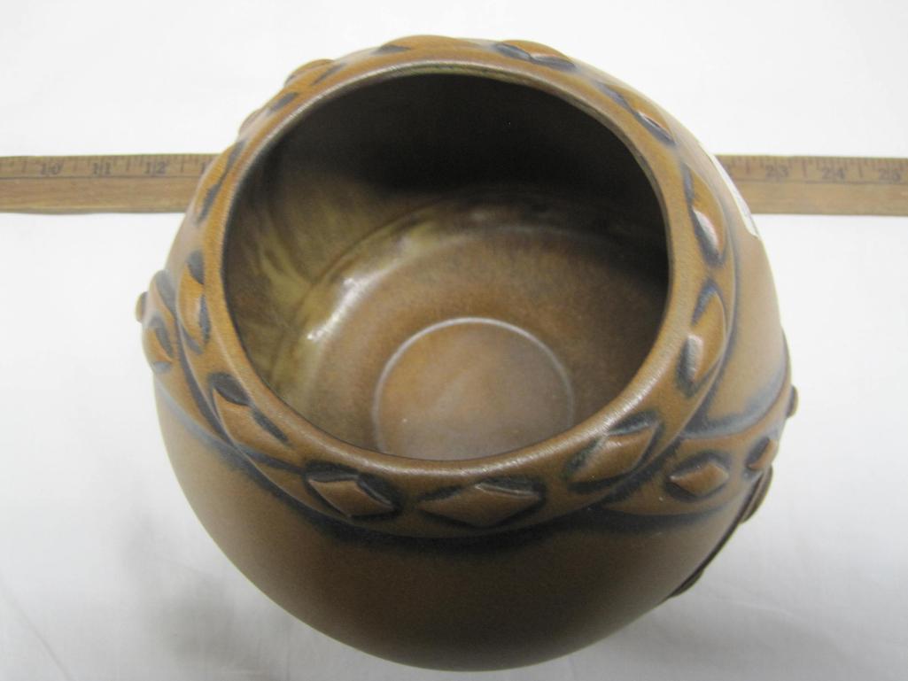 Haeger Pottery Round Bowl with Accents marked 1993, approx 7 inches tall and 8 inches at largest