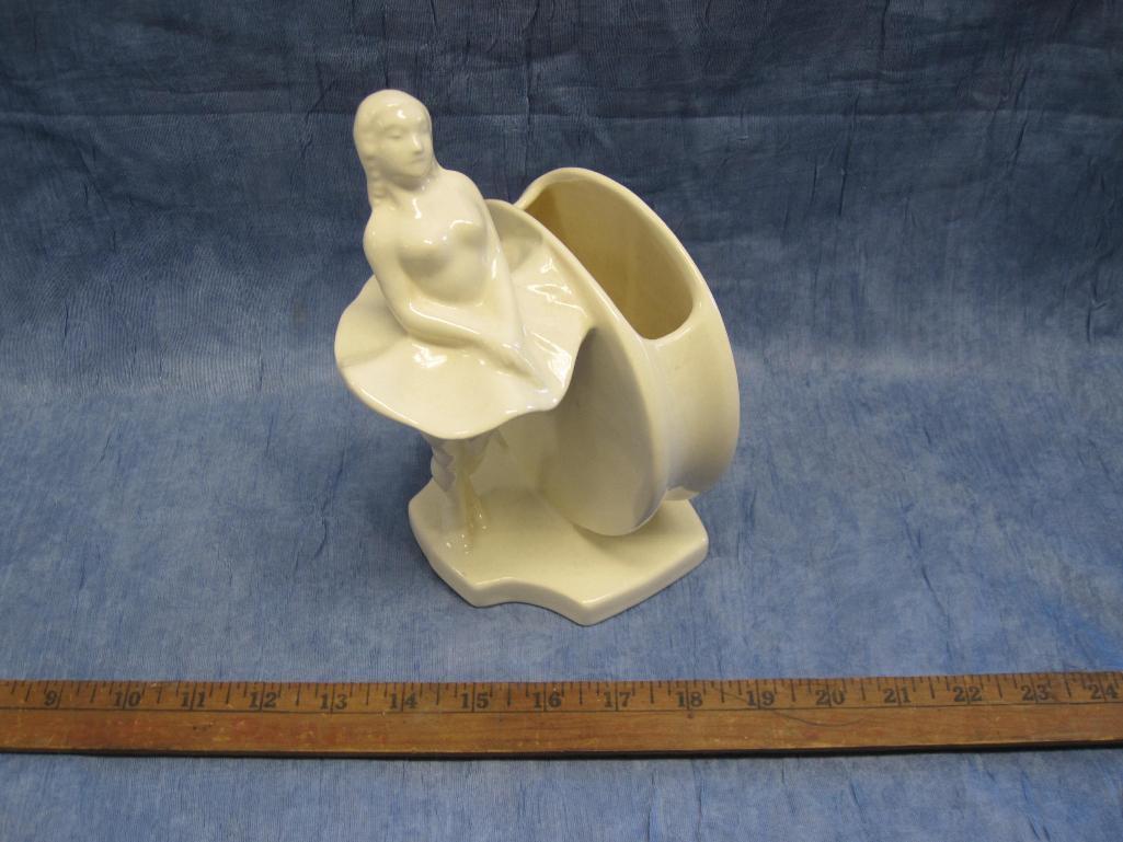 Beige Dancing Girl Pocket Vase, Royal Haeger - 8.5 tall by approx 5 inches square, 1lb 12 oz