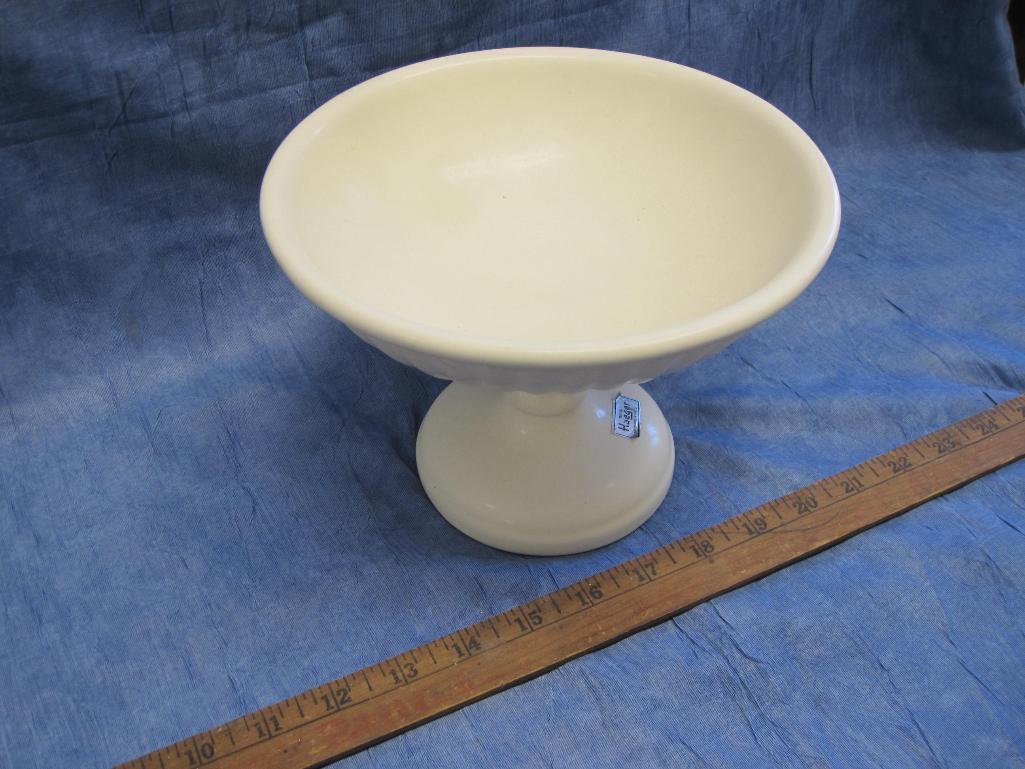 Royal Haeger Ivory Matte Glaze Pedestal Bowl, 6inches tall, 8 inches wide, 2lb 4oz