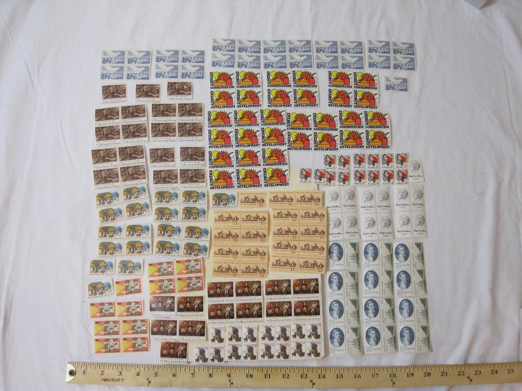 Lot of US 13 Cent Postage Stamps including Energy Conservation, US Bicentenial Stamps, Captn James