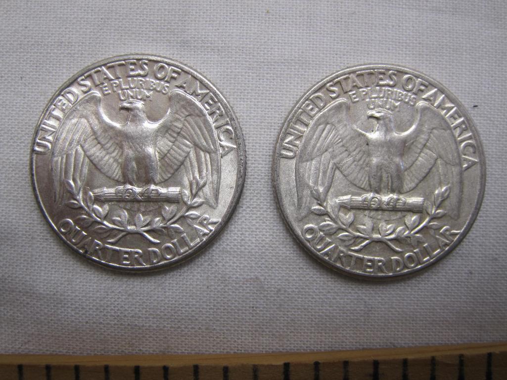 Four Silver US quarters, two 1961, one 1957, one 1958D, 25 g