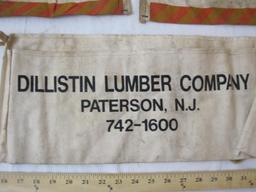 4 Vintage Nail Pouch Aprons from NJ including Kuiken Bros Lumber Co, Dillistin Lumber Company, Gold
