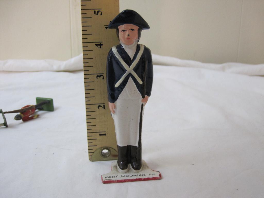 Lot of Vintage Pewter Britains and Military Figurines including large Fort Ligonier PA soldier and