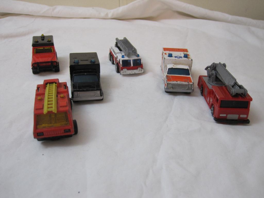 6 Miniature Emergency Vehicles including SWAT, paramedics, and Missio 1 Satellite, 10 oz