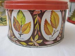 4 Vintage Mrs. Leland's Seasonal Old-Fashioned Candy Tins, 1958 & 1962, 1 lb 4 oz