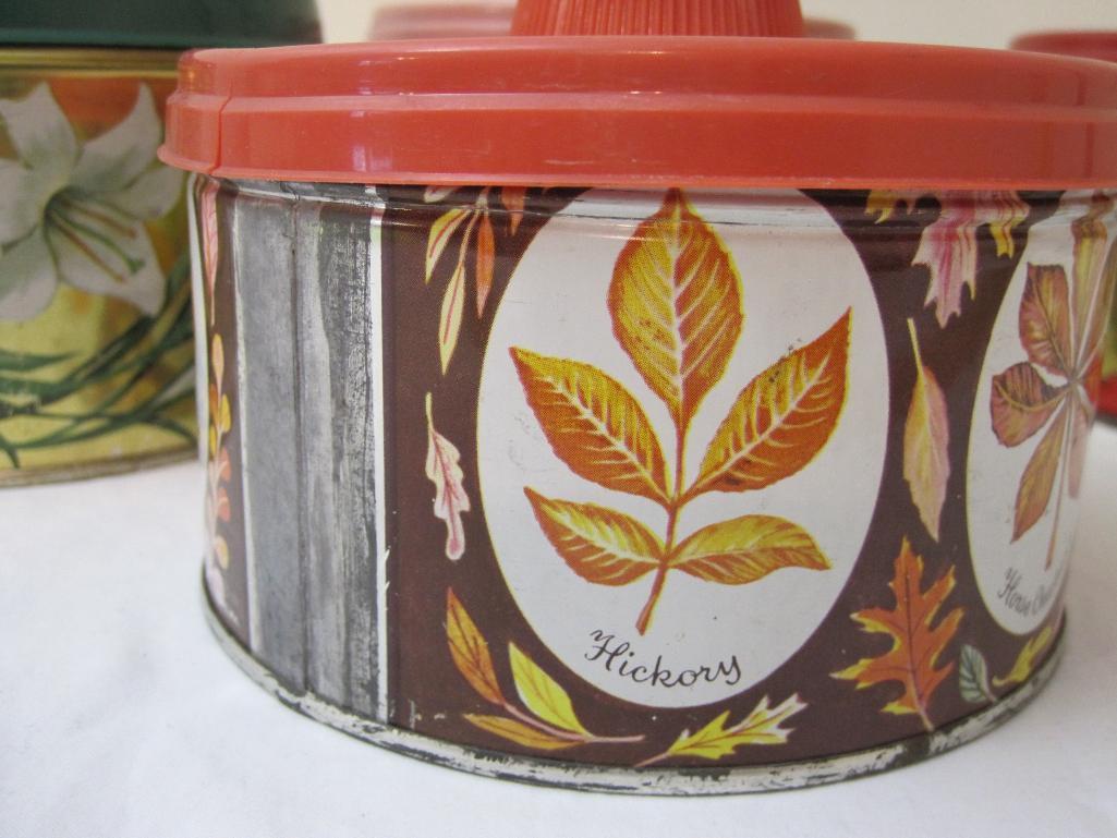 4 Vintage Mrs. Leland's Seasonal Old-Fashioned Candy Tins, 1958 & 1962, 1 lb 4 oz