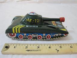 Vintage 1960s Pressed Metal Light Tank MF-721 Friction Toy, made in China, excellent condition,