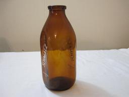 Vintage Schmalz Brown Glass Milk Bottle, one quart, Plainfield New Jersey, 8 1/2" tall, 1 lb 2 oz