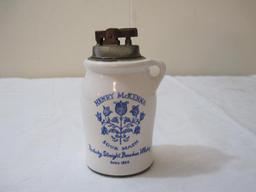 Vintage Henry McKenna Sour Mash Kentucky Straight Bourbon Whiskey Table Lighter, marked Japan, 10 oz