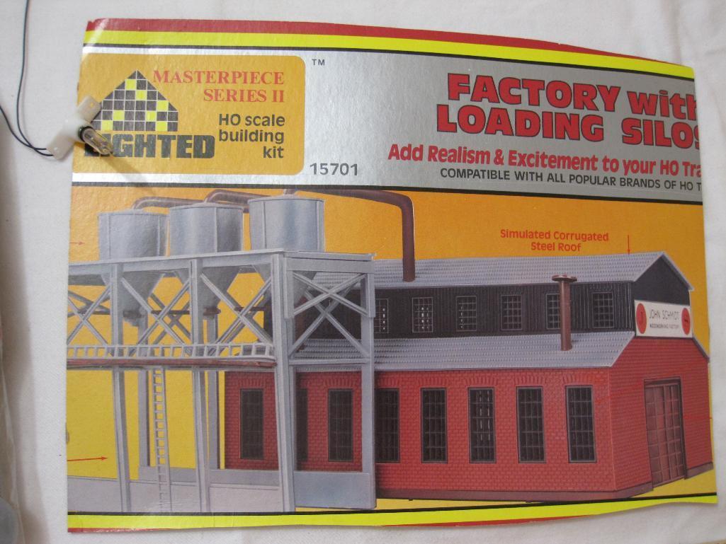 Lighted HO Scale Building Kit: Factory with Loading Silos 15701, unassembled, 8 oz