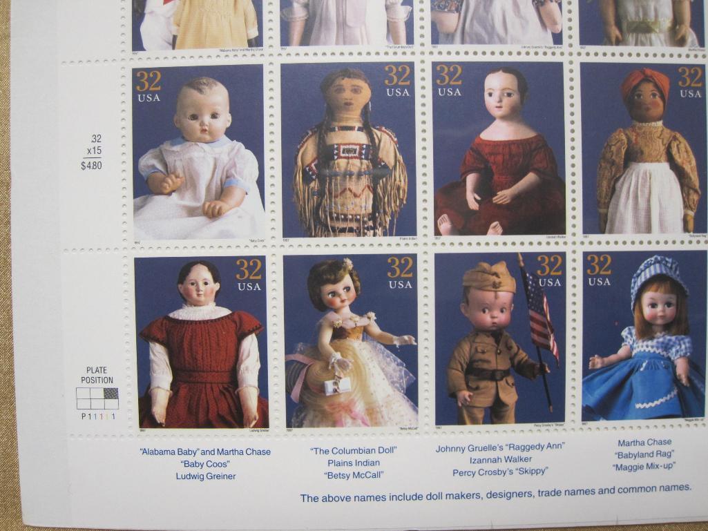 1996 American Dolls sealed sheet of 15 32-cent US Stamps