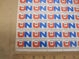 United Nations 25th Anniversary 6-cent US Stamps, #1419 intact sheet of 50