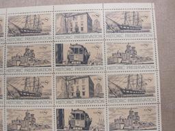 Historic Preservation 1971 8-cent US Stamps, #1440 to 1443 intact sheet of 32