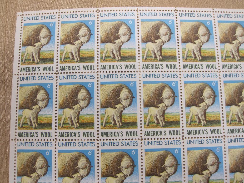 America's Wool 6-cent US Stamps, #1423 intact sheet of 50