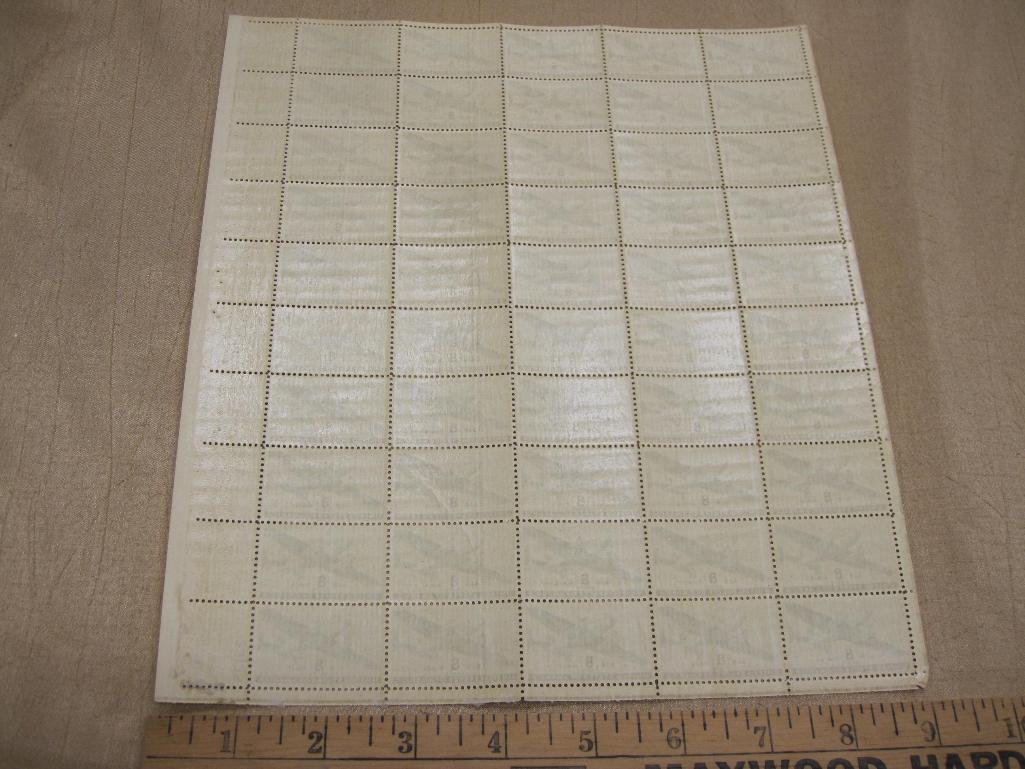 US 8-cent Air Mail stamps, intact sheet of 50