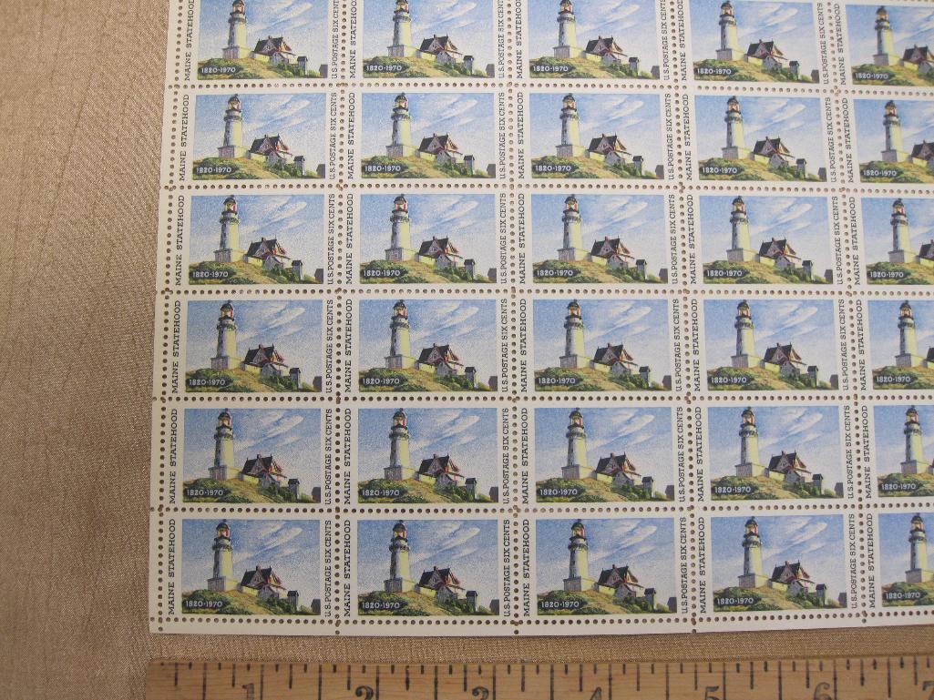 Maine Statehood 6-cent US Stamps, #1391 intact sheet of 50