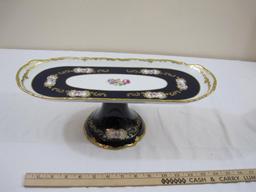 Vintage Reichenbach Fine China Oval Pedistol Cake Platter, 5.25" tall, 15.25" x 6", 2 lbs 8 oz