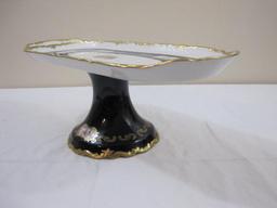 Vintage Reichenbach Fine China Oval Pedistol Cake Platter, 5.25" tall, 15.25" x 6", 2 lbs 8 oz