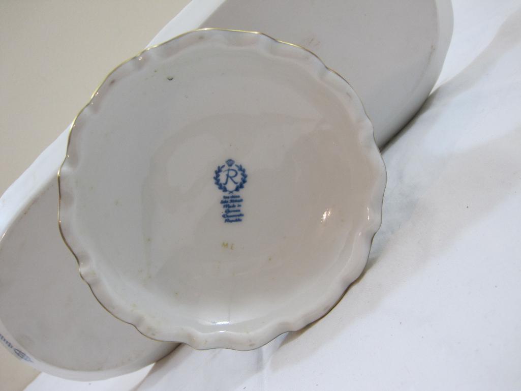 Vintage Reichenbach Fine China Oval Pedistol Cake Platter, 5.25" tall, 15.25" x 6", 2 lbs 8 oz