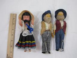 Three Vintage Dolls inlcuding two miners and girl, 9 oz