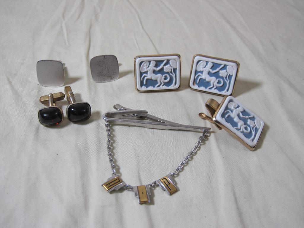 Lot of Mens tie clips, cuff links, and more, includes Swank, Hickok and more, 2oz