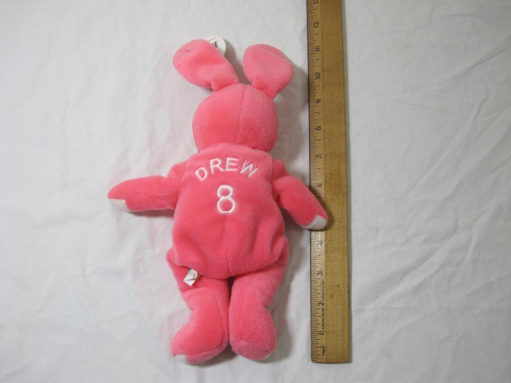 Salvino's Bamm Beanos JD Drew #8 plush pink bunny, new with original tag, 4oz