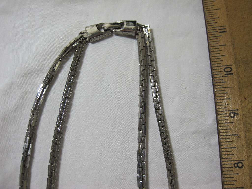 Lot of three Silvertone costume jewelry necklaces, 7oz