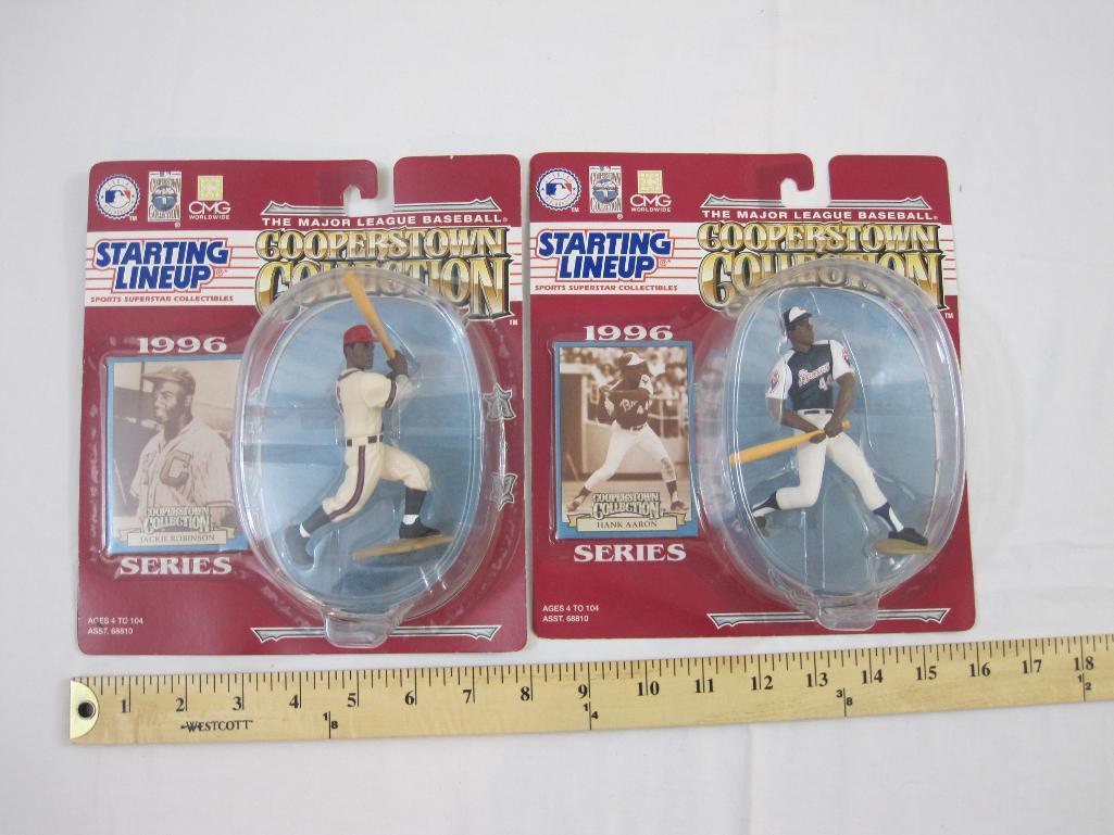 Two Starting Lineup Cooperstown Collection MLB Figures including Hank Aaron and Jackie Robinson,