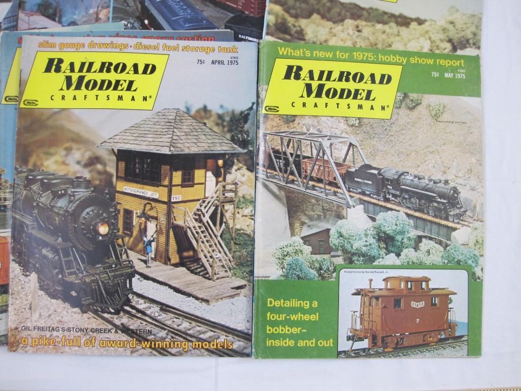 Eight Issues of Railroad Model Craftsman Magazines from 1975 including February-September, 2 lbs 9