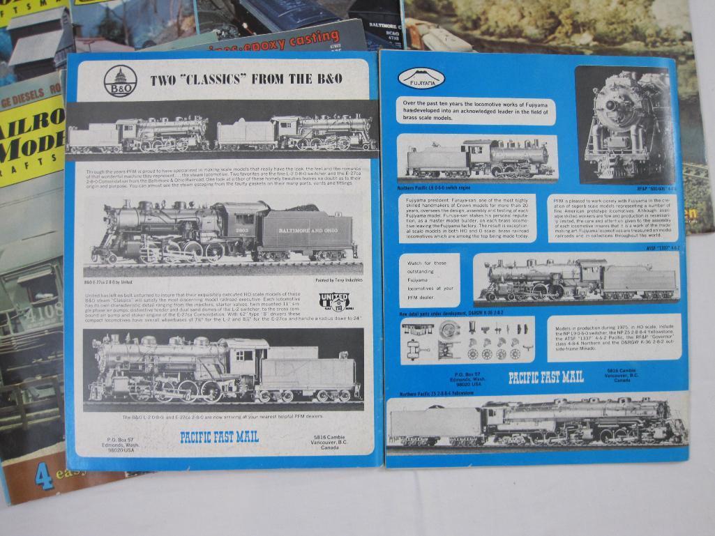 Eight Issues of Railroad Model Craftsman Magazines from 1975 including February-September, 2 lbs 9