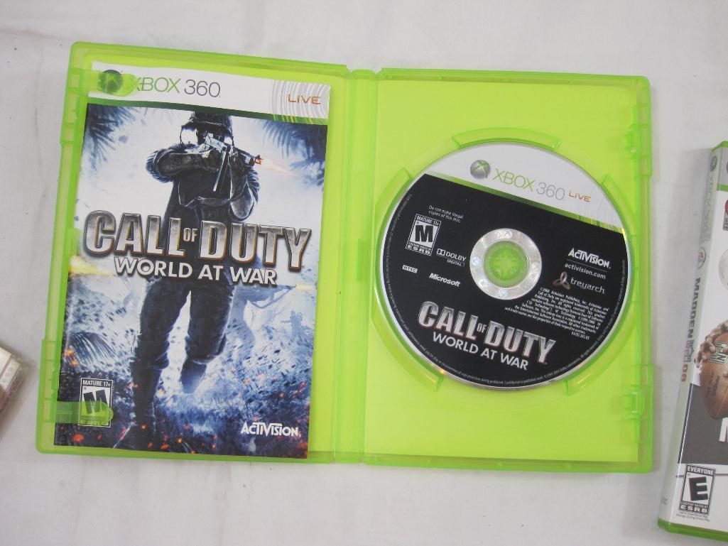 Two XBOX 360 Games including Call of Duty: World at War and Madden NFL 08, 8 oz