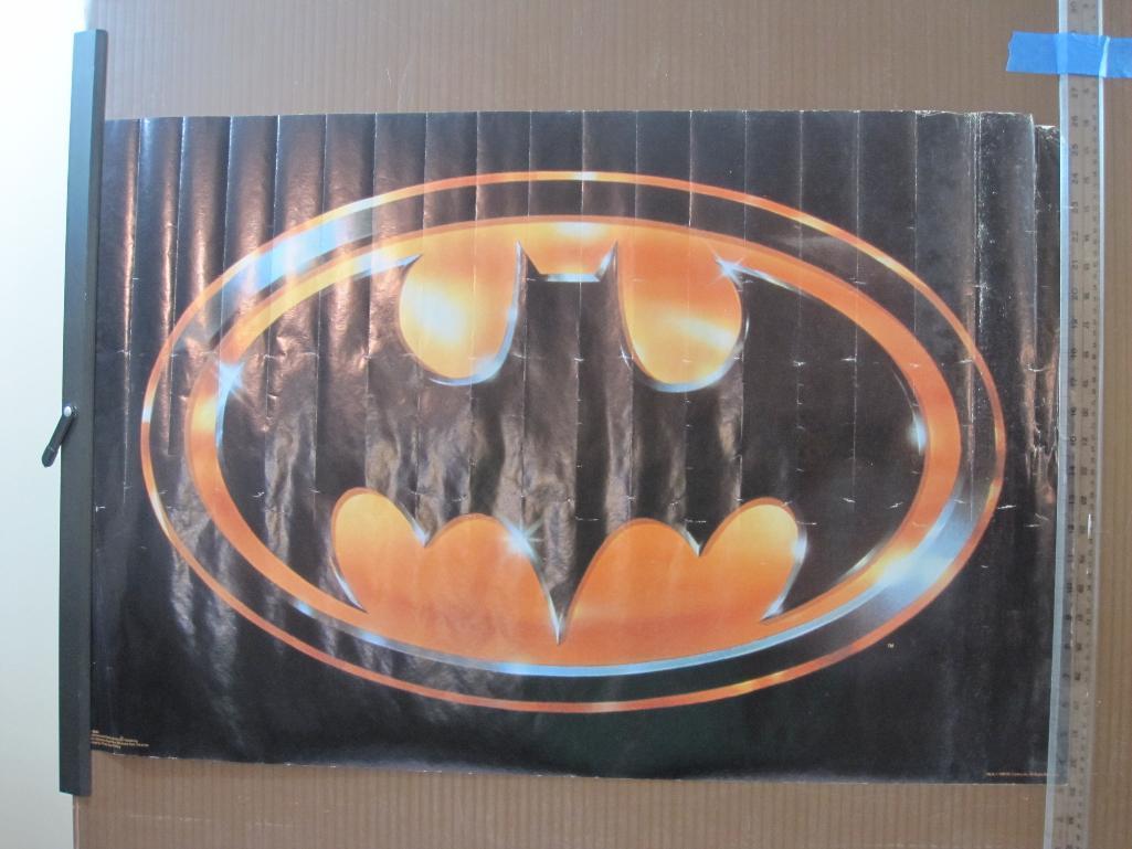 Batman Bat Signal Poster #1523, 35" x 23", 1989 DC Comics, poster has been folded and is damaged