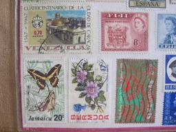 Stamp picture display of postage stamps from Barbados, Jamaica, British Guiana, Cayman Islands,