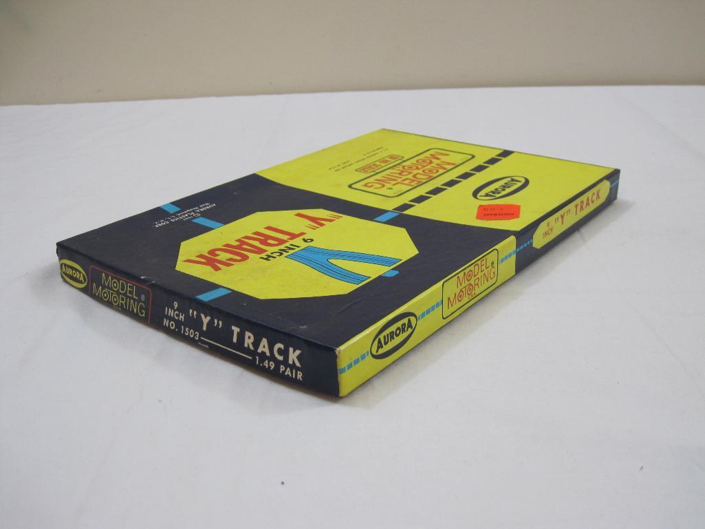 Aurora HO Scale Slot Track No. 1503 9 Inch "Y" Track in original box, 2 pieces, 1967 Aurora