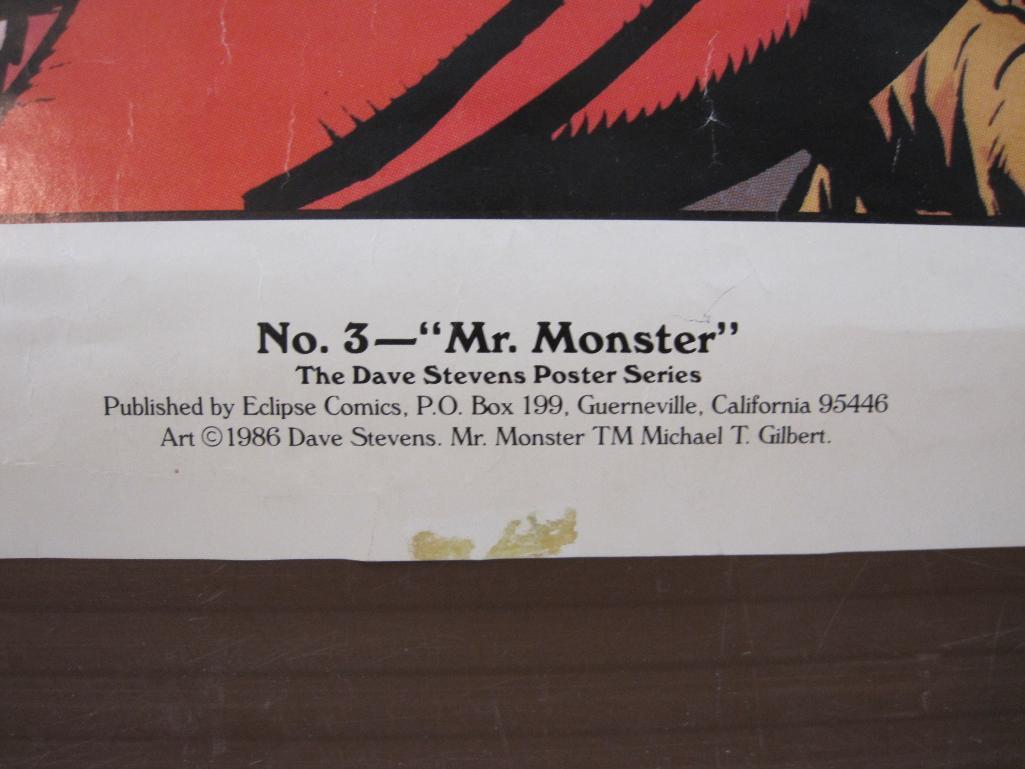 TWO Dave Stevens Posters including No. 8 Crossfire and No. 3 Mr. Monster, 22" x 34", posters contain