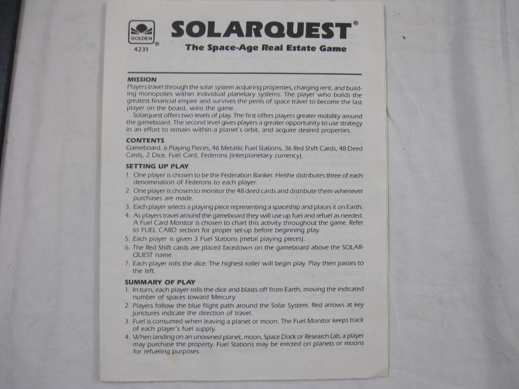 Solarquest The Space-Age Real Estate Game, 1986 Western Publishing Company, 2 lbs 8 oz