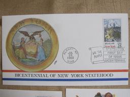 Lot of 7 First Day of Issue covers, including three 1988 Bicentennial of New York Statehood, three