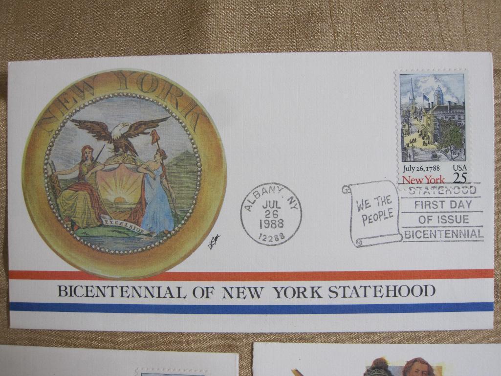 Lot of 7 First Day of Issue covers, including three 1988 Bicentennial of New York Statehood, three