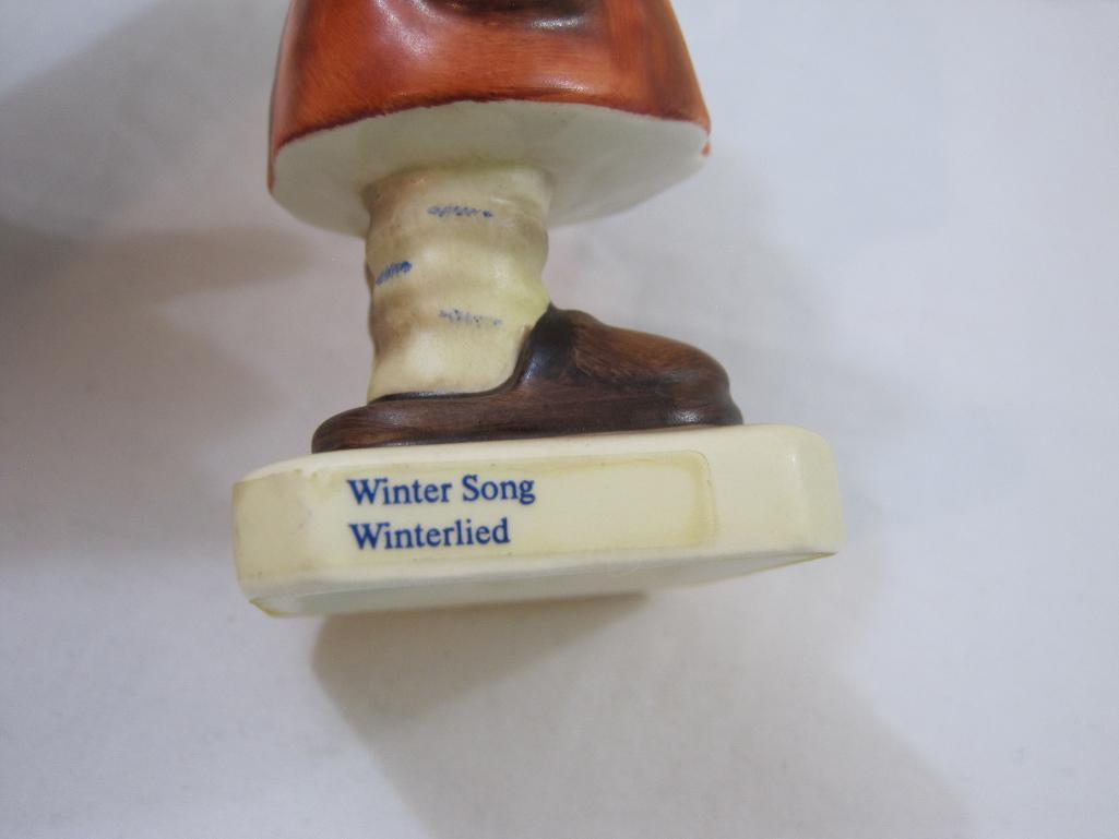 TWO Vintage Hummel Goebel Ceramic Figures including Winter Song #293, Boy with Rocking Horse #239,