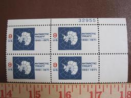 Block of 4 1971 8 cent Antarctic Treaty (1961-1971) US postage stamps, #1431
