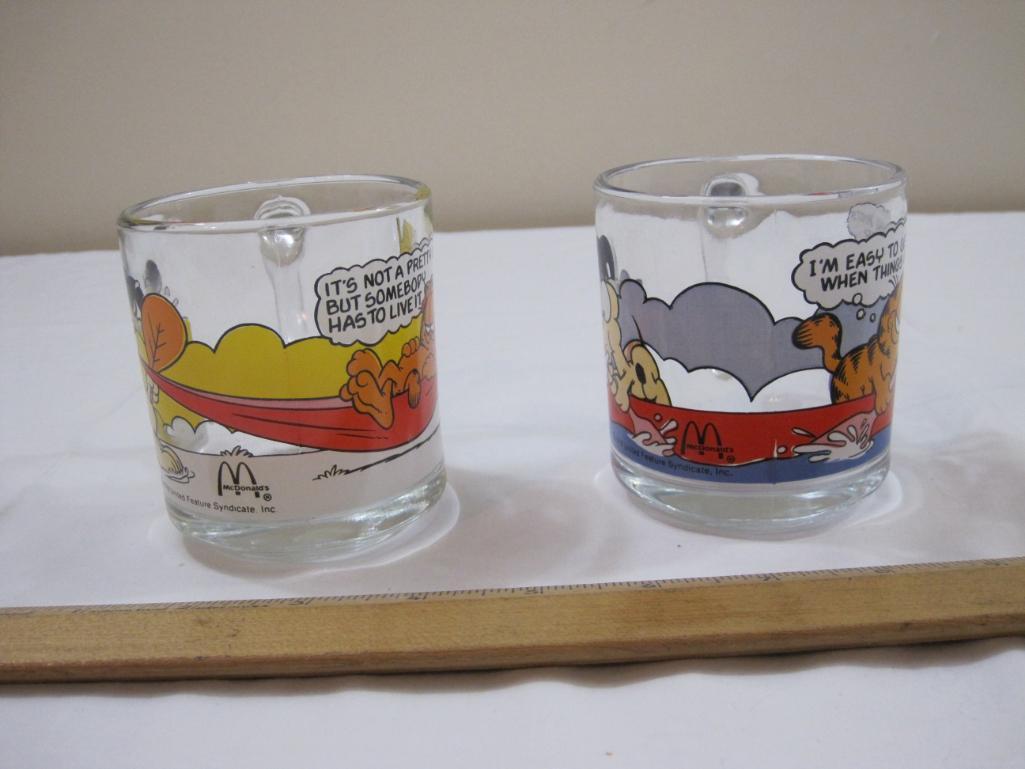 TWO Vintage Garfield Glass Mugs, It's not a pretty life but someone has to live it (1978) and I'm