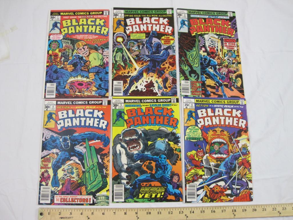 Six Marvel Black Panther Comic Books Issues 1-6, January 1976-November 1977, 11 oz