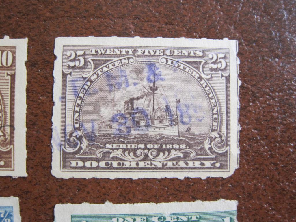 Four 1898 one cent Internal Revenue proprietary and documentary stamps