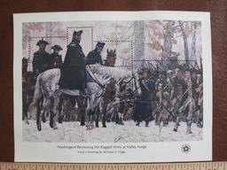 One Washington Reviewing His Ragged Army at Valley Forge souvenier pane, contains five 31 cent