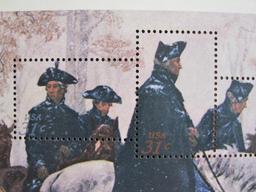 One Washington Reviewing His Ragged Army at Valley Forge souvenier pane, contains five 31 cent