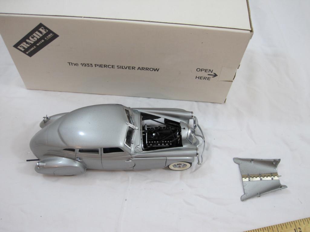 The 1933 Pierce Silver Arrow Diecast Model Car, The Danbury Mint, in original box, 2 lbs 3 oz