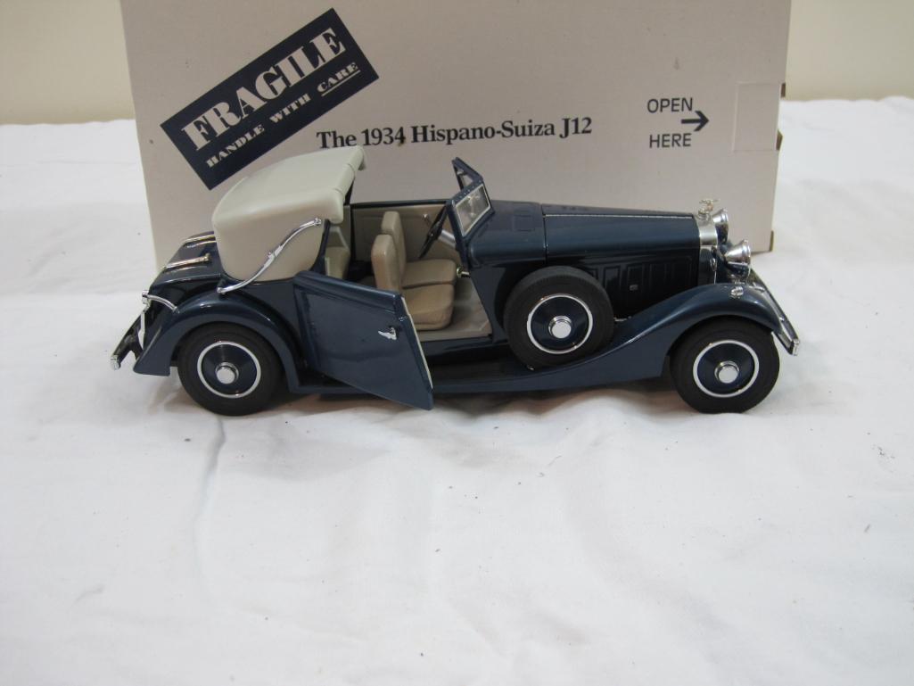 The 1934 Hispano-Suiza J12 Diecast Model Car, The Danbury Mint, in original box, 2 lbs 2 oz