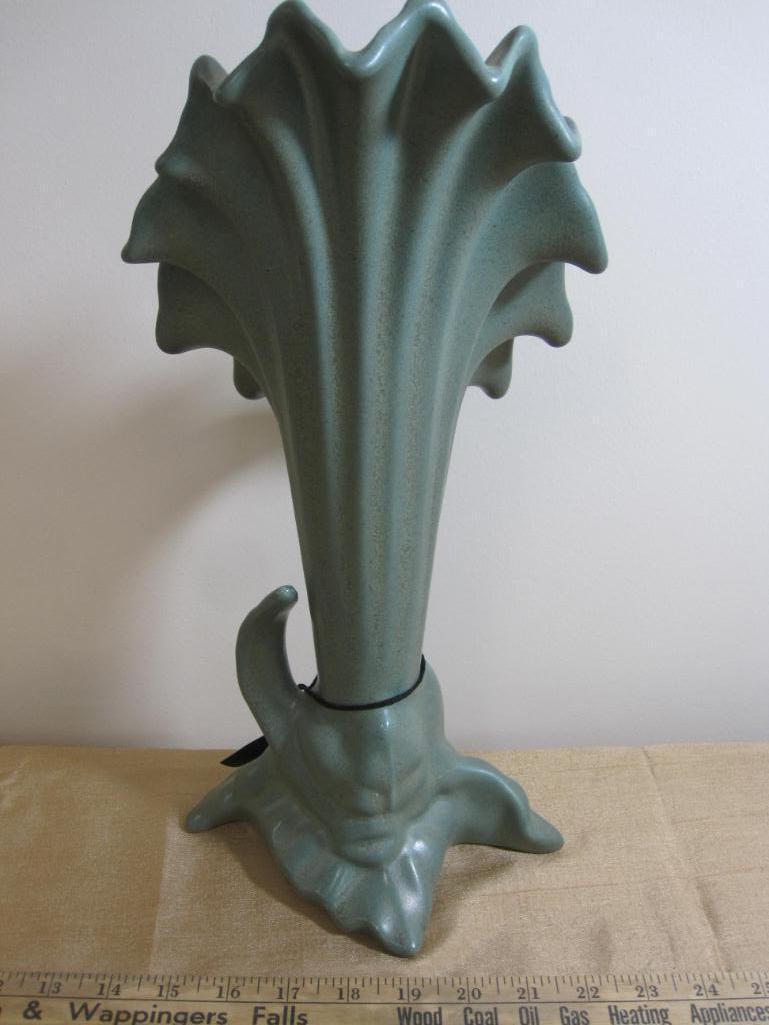 Pair of Tall Green Haegar Vases, approx 16" tall