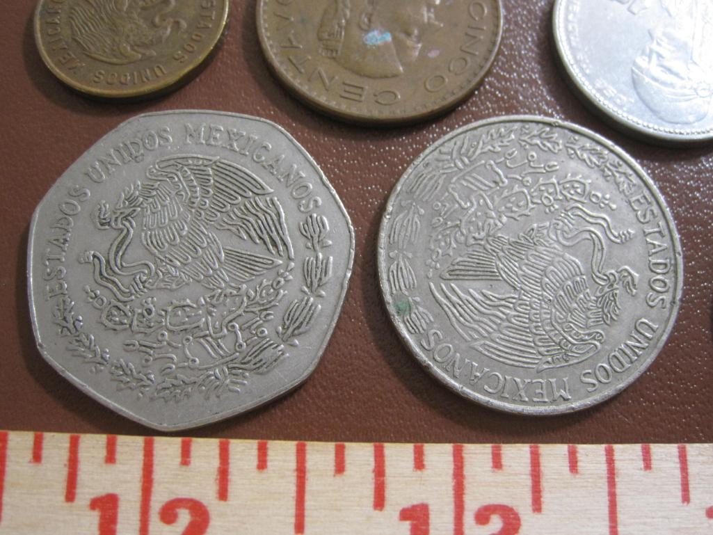 Assorted lot of 9 Mexico coins, 1935 to 1986