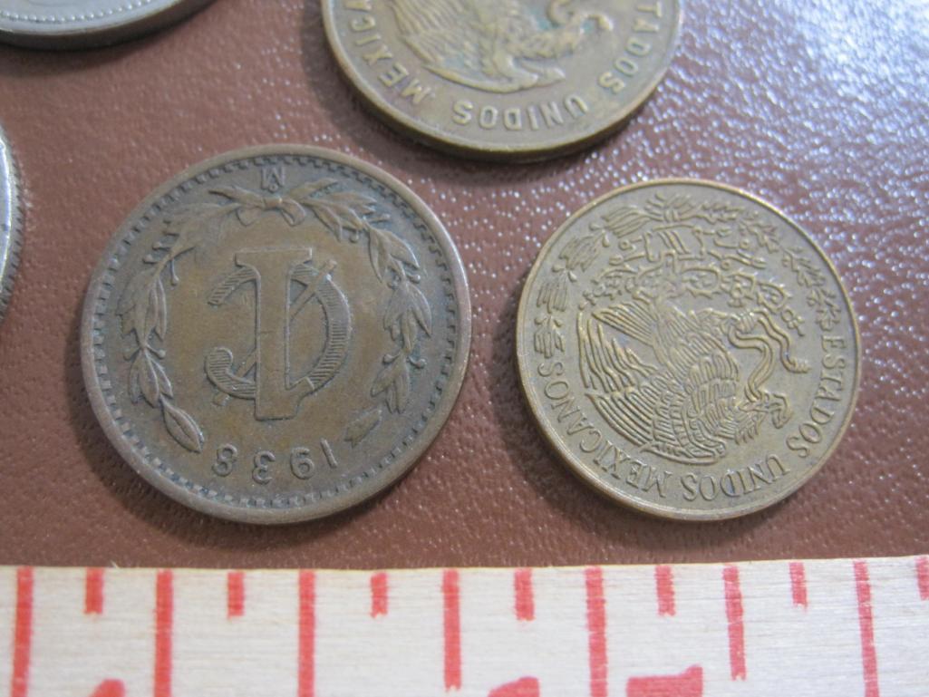 Assorted lot of 9 Mexico coins, 1935 to 1986